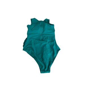 Smismivo Womens Teal One-Piece Swimsuit With Ruched Sides Back Zipper Modest NWT